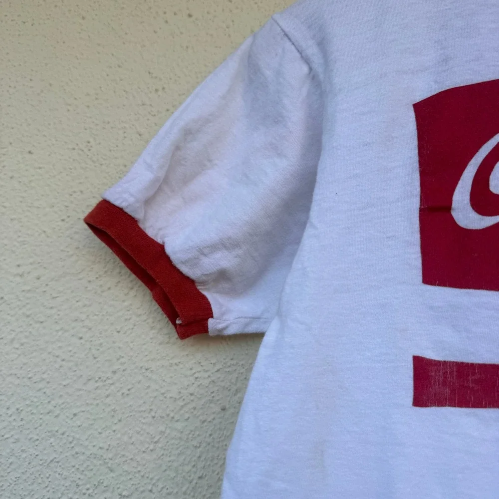Vintage 60s Coma Caca Coca Cola Parody Ringer T-Shirt Graphic Tee Mens Medium